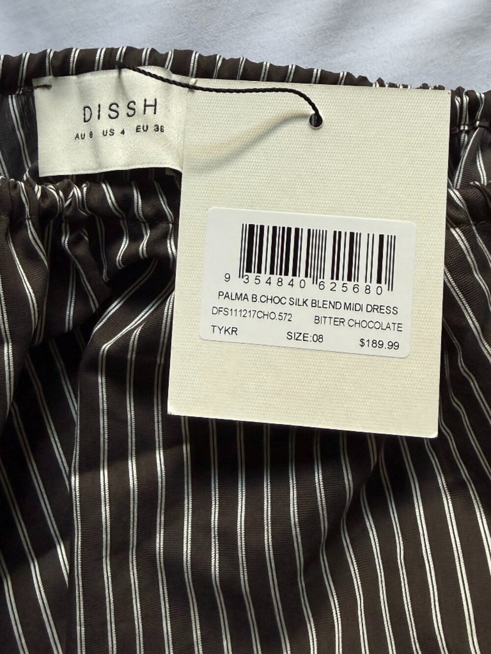 NWT DISSH Palma Bitter Choc Silk Blend Maxi Dress, Size US 4 - Picture 7 of 7